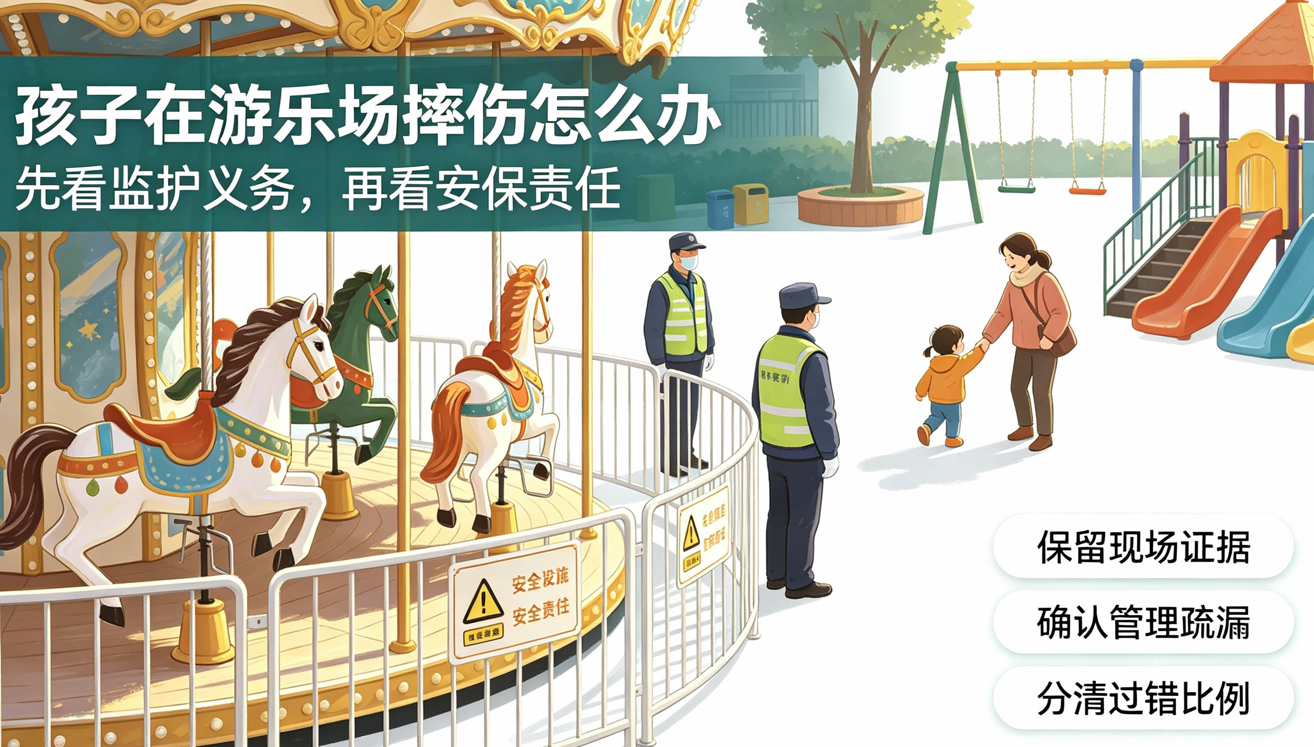 小孩到游乐场玩旋转木马摔伤索赔，经营商家用免责须知抗辩该咋办？
